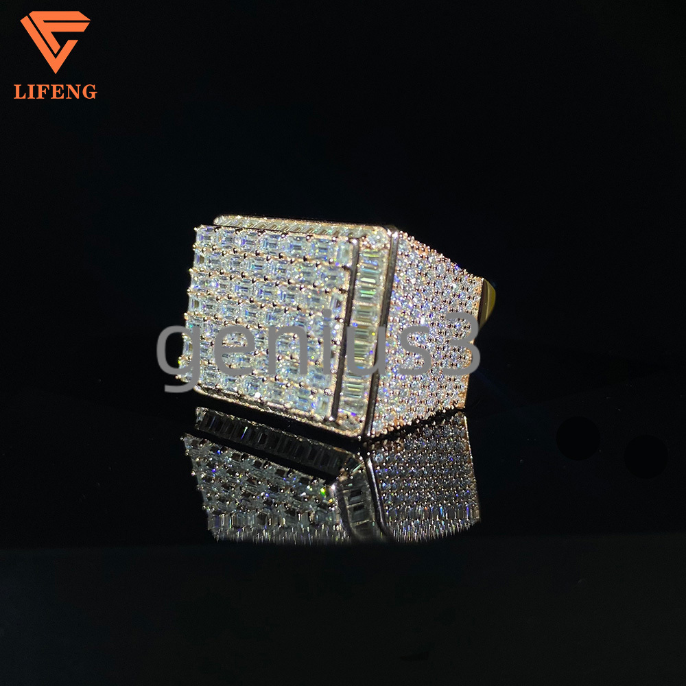 GRA Certificated Pass Diamond Tester 925 Sterling Silver Rose Gold VVS Moissanite Iced Out Ring HipHop Diamond Jewelry