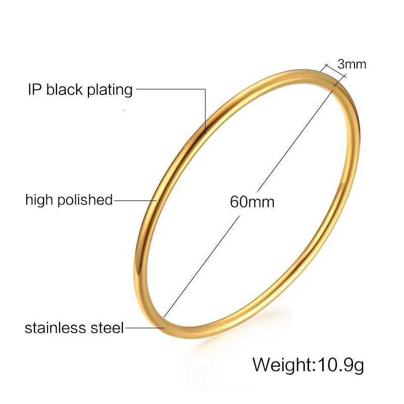 Women Gold Color Stainless Steel Cuff Chic Jewelry Wristband Plain Slip Bangle Stacking Gift to Young Girls H260323 - view 6