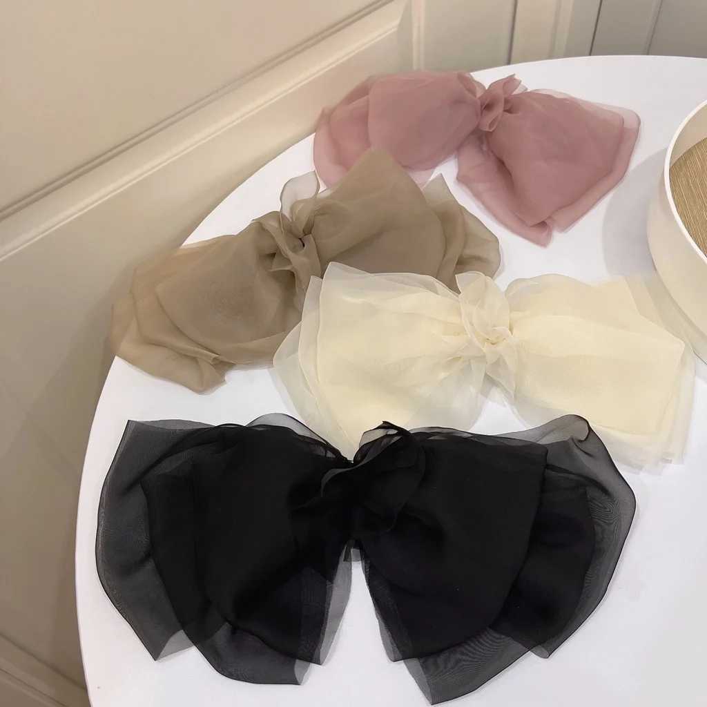 New Bow Hairpin for Women Cute Satin Fabric Hair Clip Korean Chiffon Ponytail Oversized Multilayer Hairpin Hair Accessories H260324