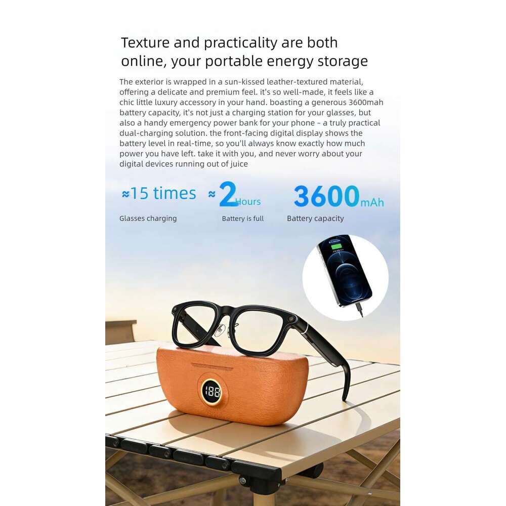 X01 Ultra Wearable Smart AI Glasses, 8MP HD Recording, Reverse Charging Case, WiFi Connection, Image Recognition & Instant Multi-Language Translation 