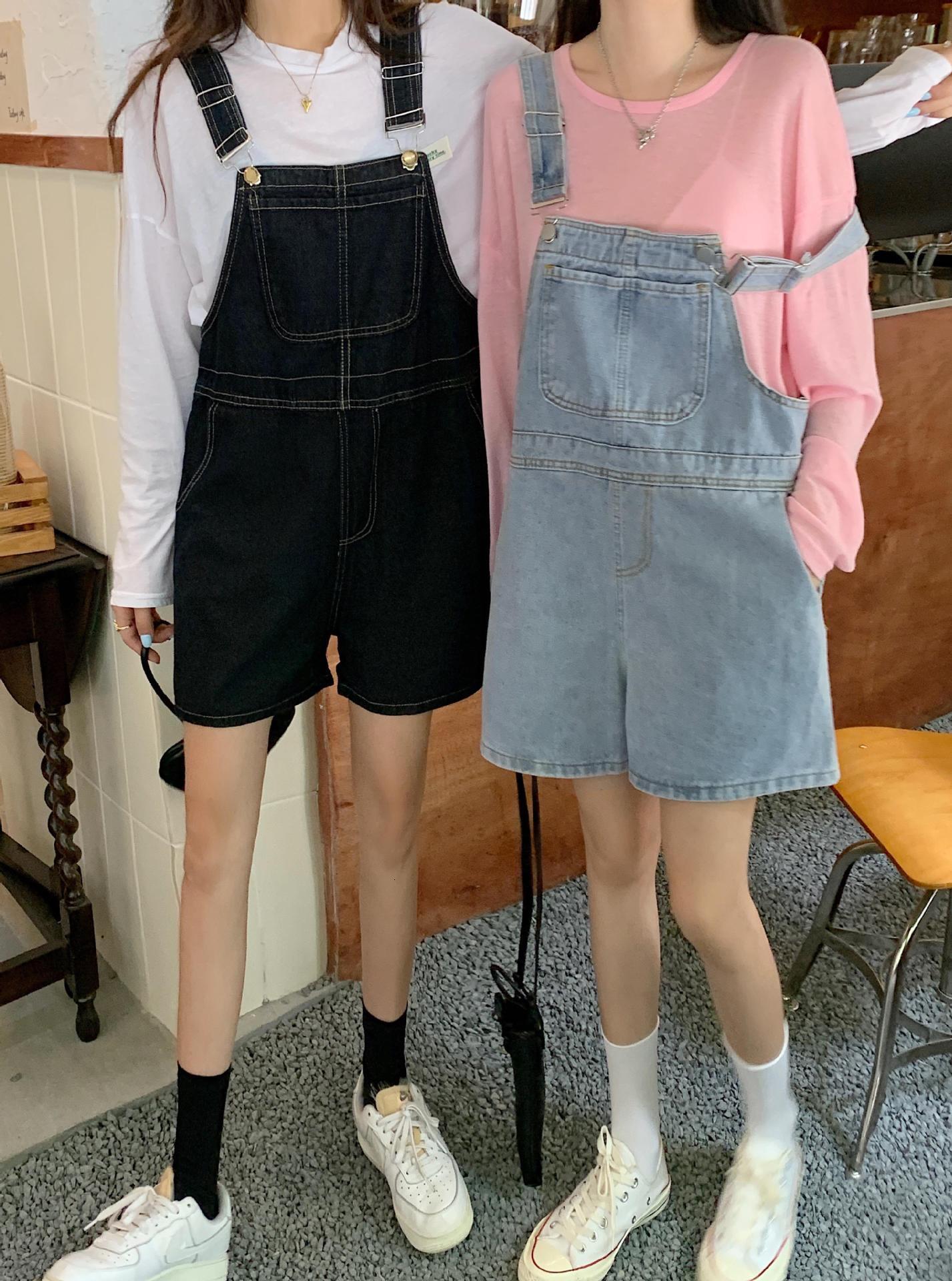 Denim Overalls Shorts For Women Summer Thin Style New High-waisted Straight Loose Wide-leg Jumpsuit Designer Pants For Petite Women