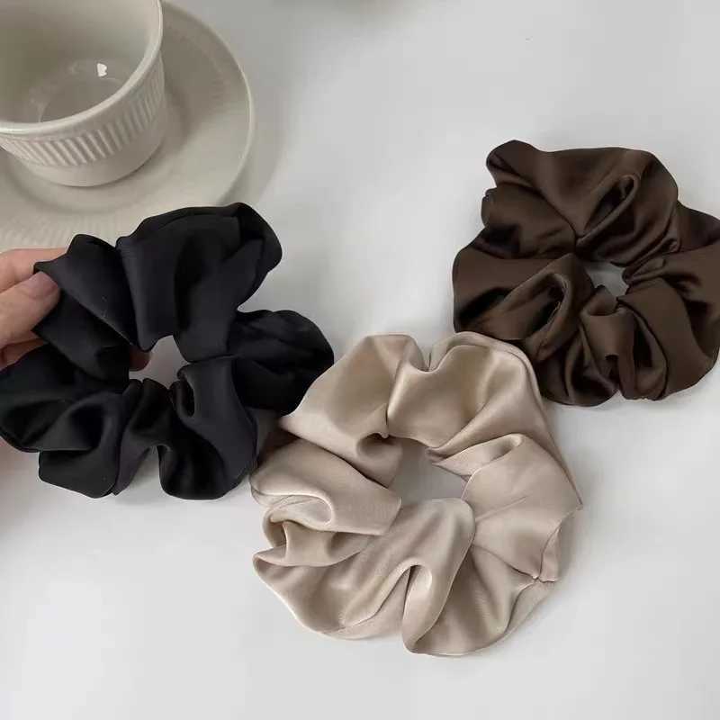 Elegant Silk Elastics Hair Band Solid Color Scrunchies for Women Girl Ponytail Holder Hair Rope Korean Hairband Hair Accessoires H260324