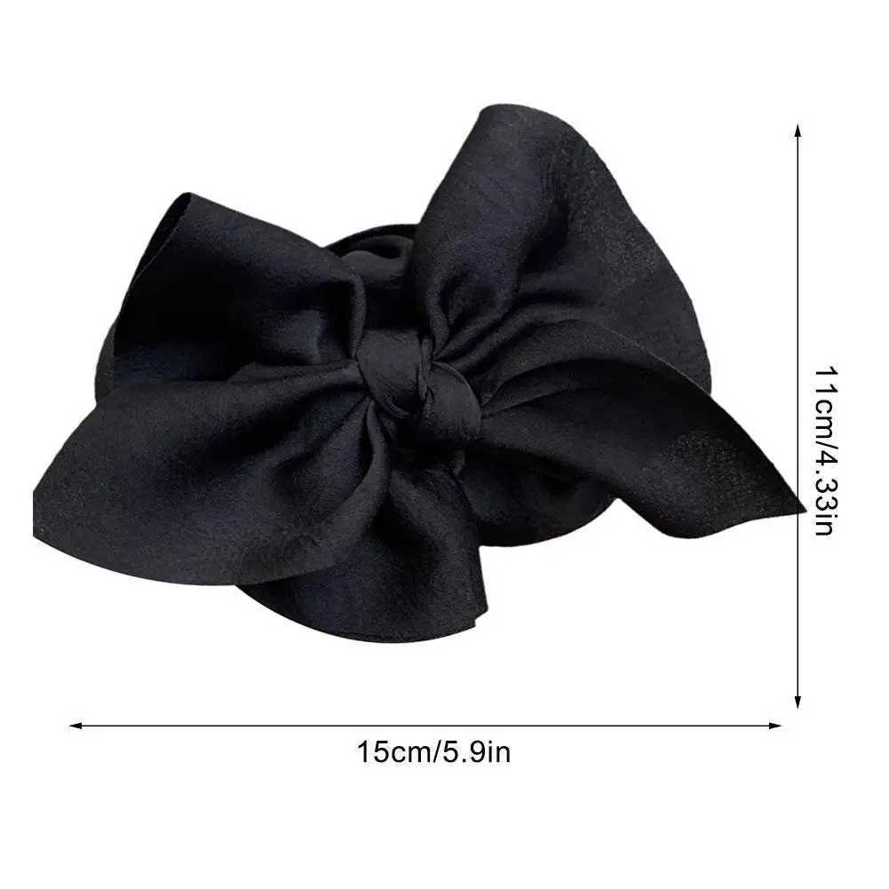 Large Black Satin Bow Hair Claw Clip for Women Elegant Ribbon Design Hair Accessories for All Hair Types H260324