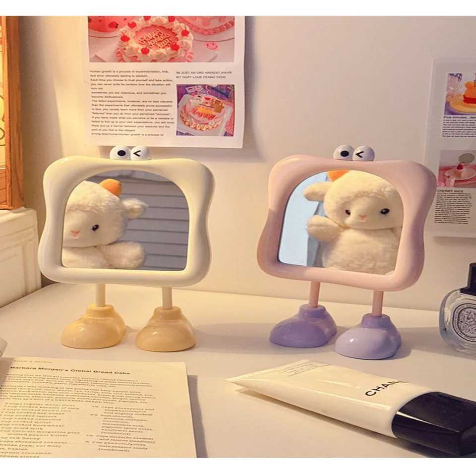 Desktop Makeup Glass Creative Cartoon Makeup Mirror Dormitory Dressing Mirror Big Foot Tabletop Mirror For Teens Room H260324