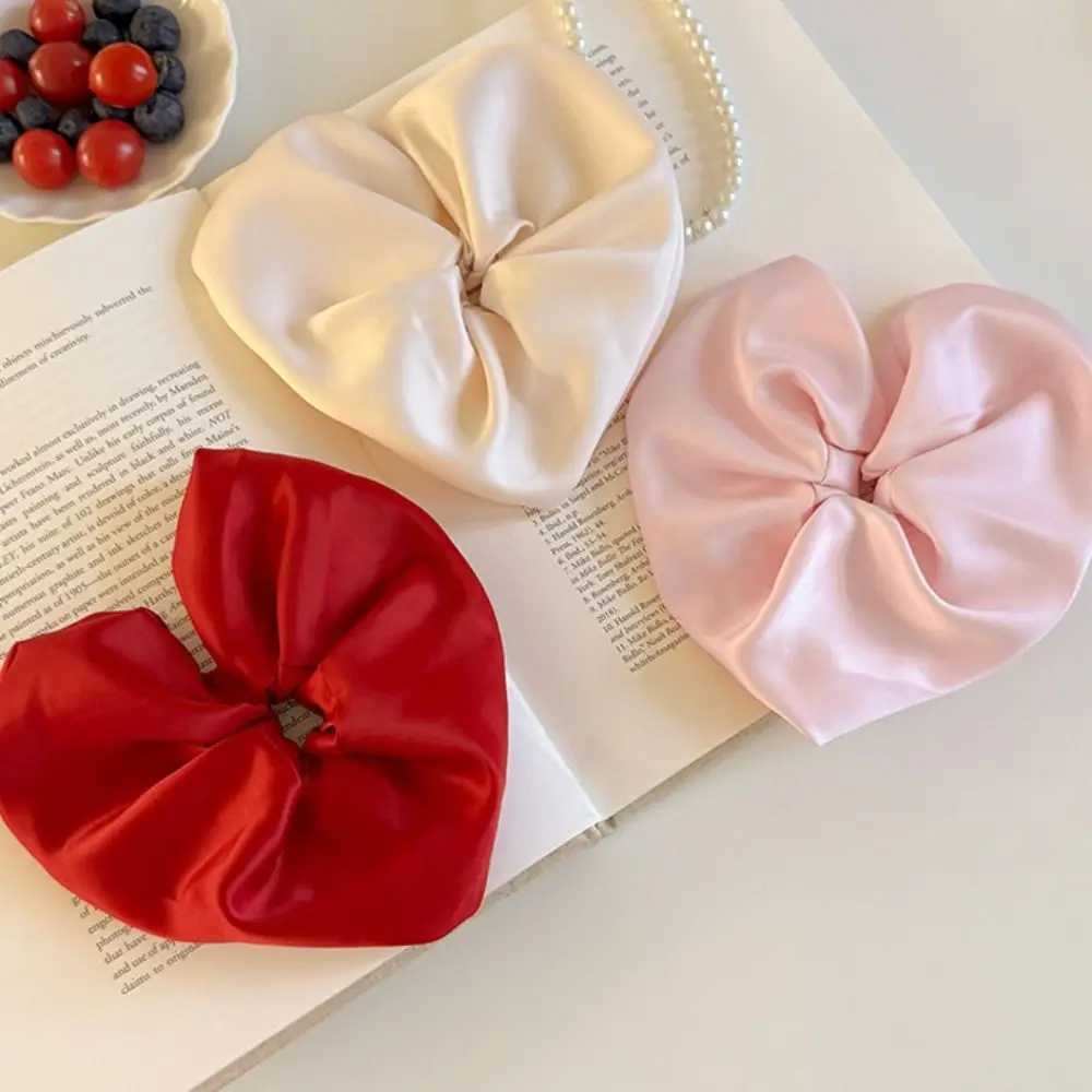 Delicate Heart Shape Heart Hair Rope Love Oversize Ponytail Elastic Rubber Band Cloth Ponytail Holder Exaggerated Hair Ring Girl H260324