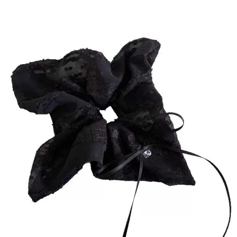 Romantic Chiffon Lace Polka Dot Square Scarf Hair Ring Gentle Temperament Hair Accessories For Women H260324