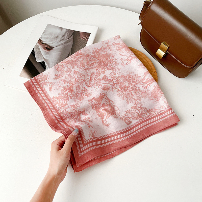 Simple Style 70 Cm Herringbone Pattern Small Square Scarf Collection Silk Scarf Designer Shawl Wrap-around Scarf Elegant And Luxurious Combination