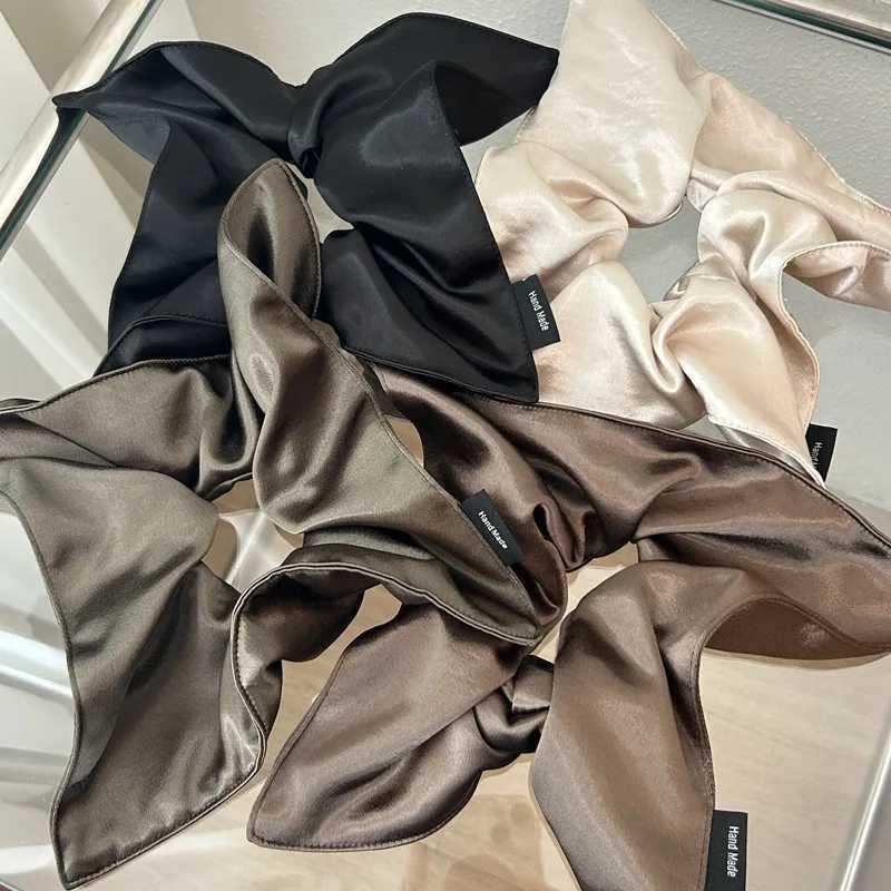 Satin Silk Square Scrunchies Elastic Hair Bands Women Girls Solid Ponytail Holder Large Hair Ties Rope Hair Accessories Fashion H260324