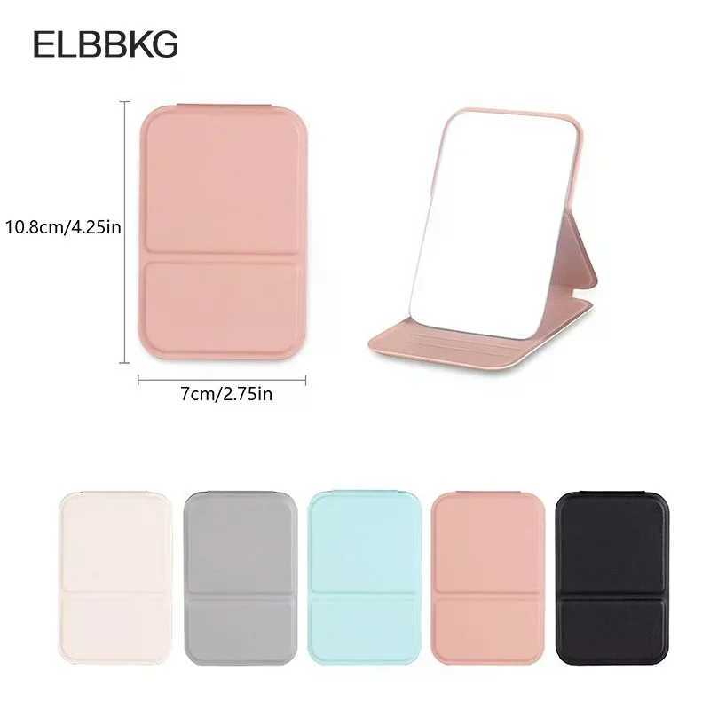 1pc Mini Folding Makeup Mirror High-quality Portable Pocket Makeup Mirror Single-side Creative Women Solid Color Handle Desk H260324