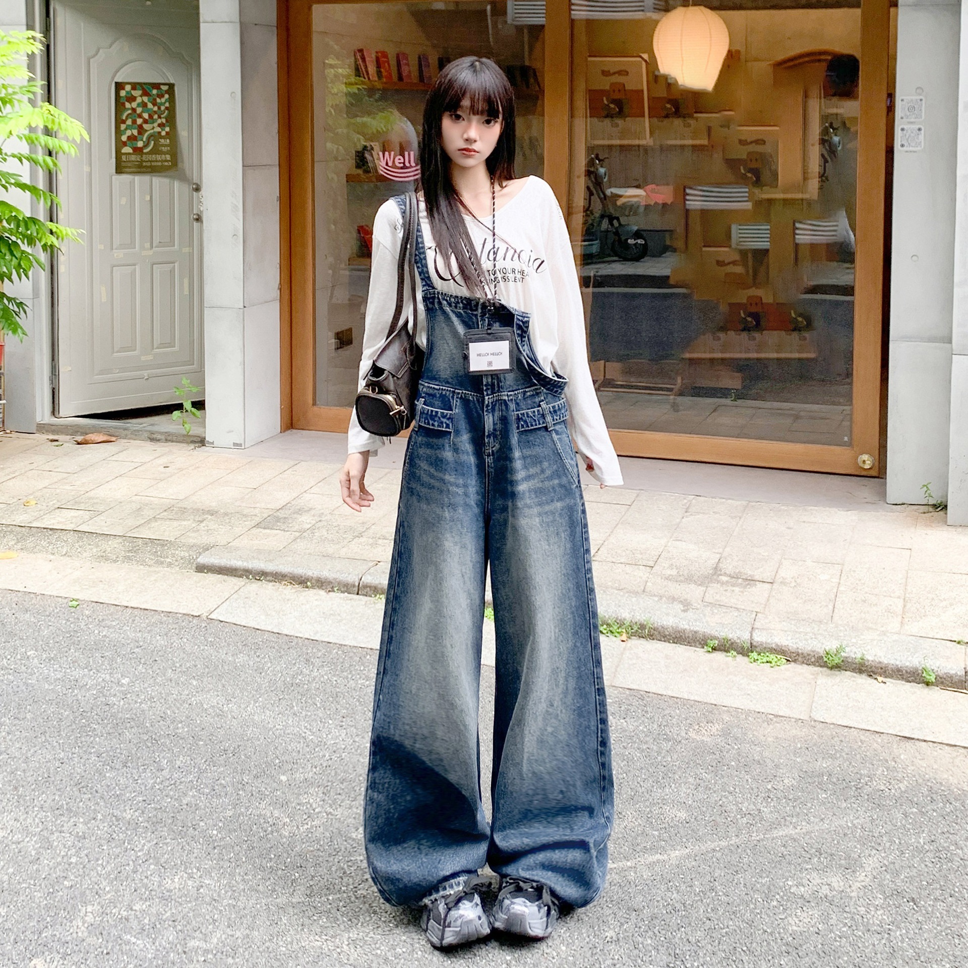 Women's Autumn Loose High-waisted Overalls Slimming Wide-leg Jeans Women's Autumn Wide-leg Designer Pants Pants Women's Autumn Jumpsuit