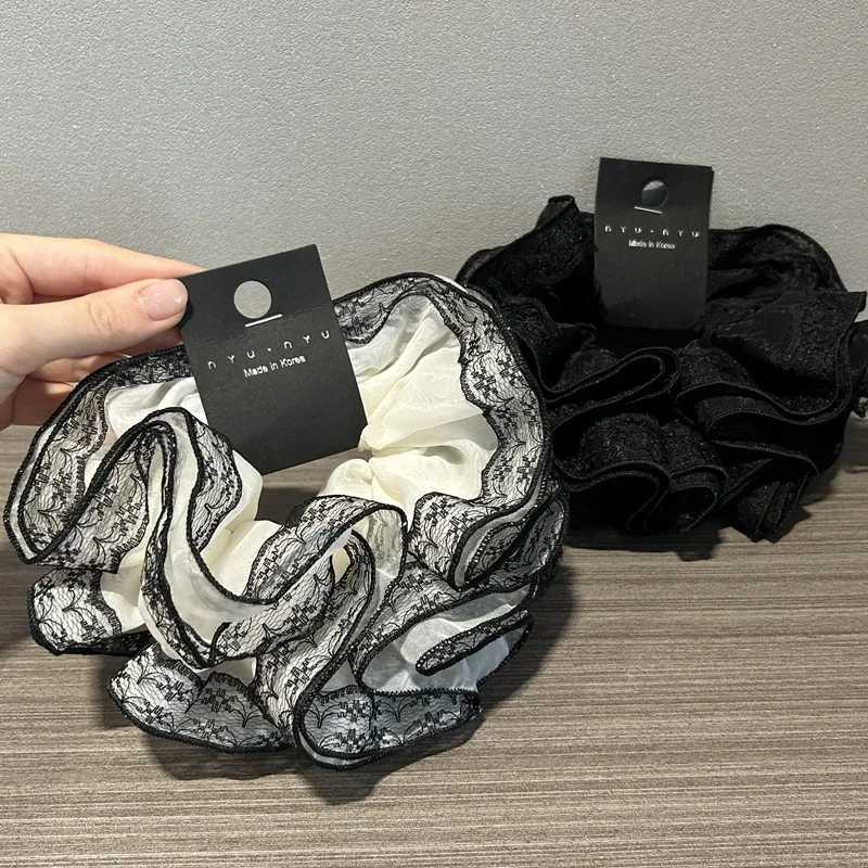 French Lace Sausage Hair Band Women Elegant Double-layer Mesh Hair Ring Fashion Hair Tie Rubber Band Girl Hair Accessories H260324