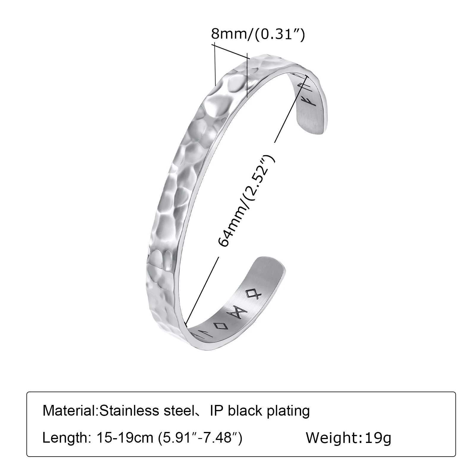 Vnox Norse Viking for Men Women Hand Crafted Hammered Stainless Steel Cuff Bangle Rock Punk Gift Jewelry H260323 - view 6
