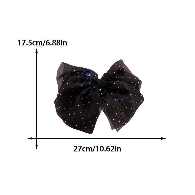 Elegant Temperament Mesh Hair Clip for Woman Rhinestone Large Bow Hairpin Fashion Girl Duckbill Clip H260324