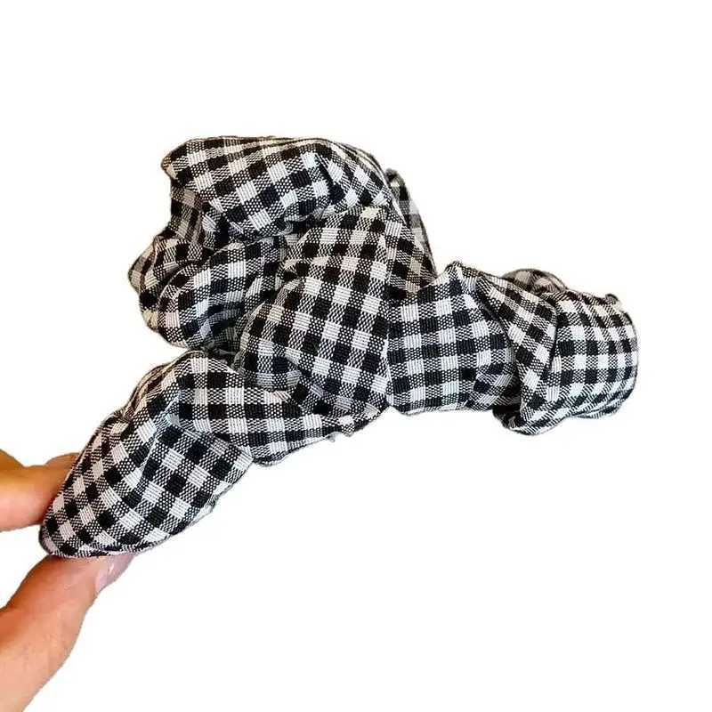 1pc Korean-style minimalist black and white checkered bubble hair clip accessory new artistic and high-end shark clip hairpin H260324