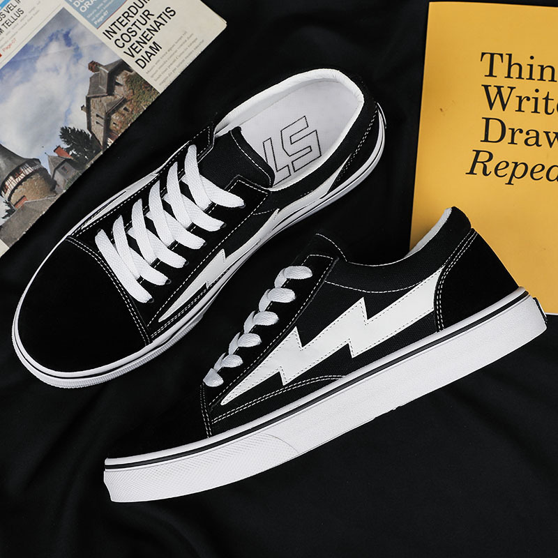 2026 new lightning pattern contrasting board shoes, unisex breathable casual shoes