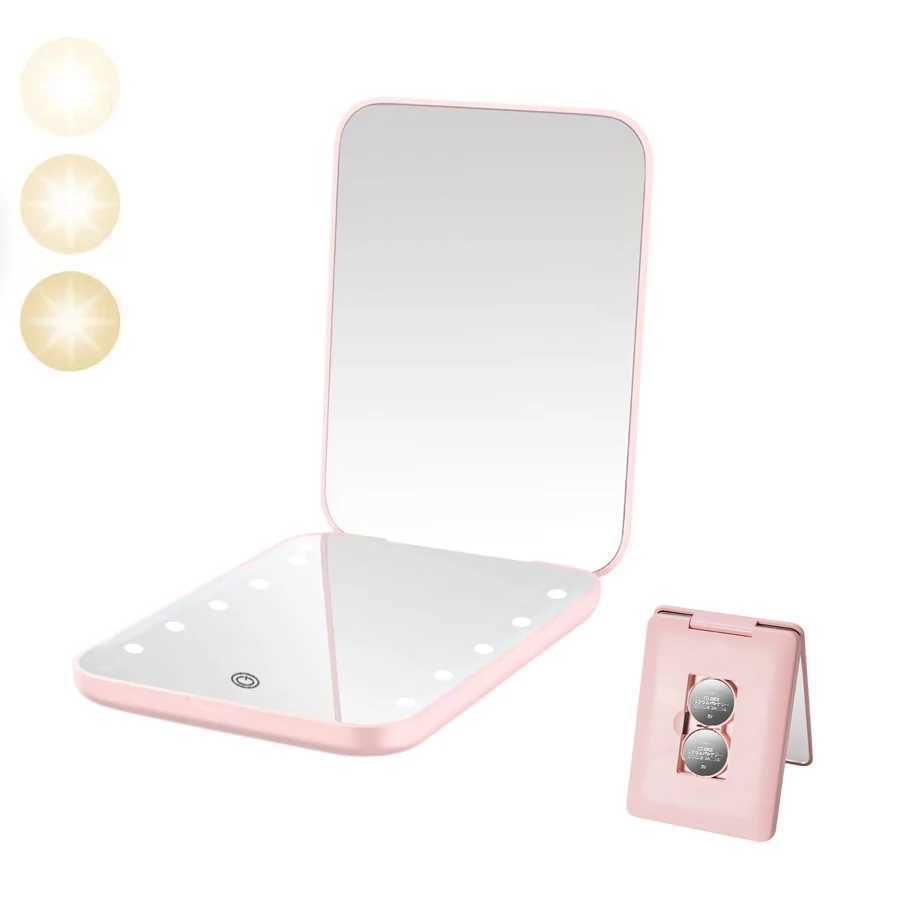 Button Battery Mini Pocket Mirror 2X Zoom 3-Level Stepless Dimming - Top Creative Gift for Ladies H260324