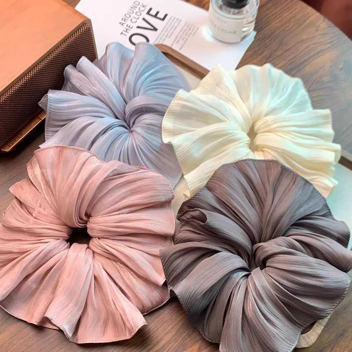 2025 Cute Chiffon Flower Scrunchies Women Girl Ball Elastic Hair Band Accessories Tie Hair Ring Rope Headdress Headwear Ornament H260324