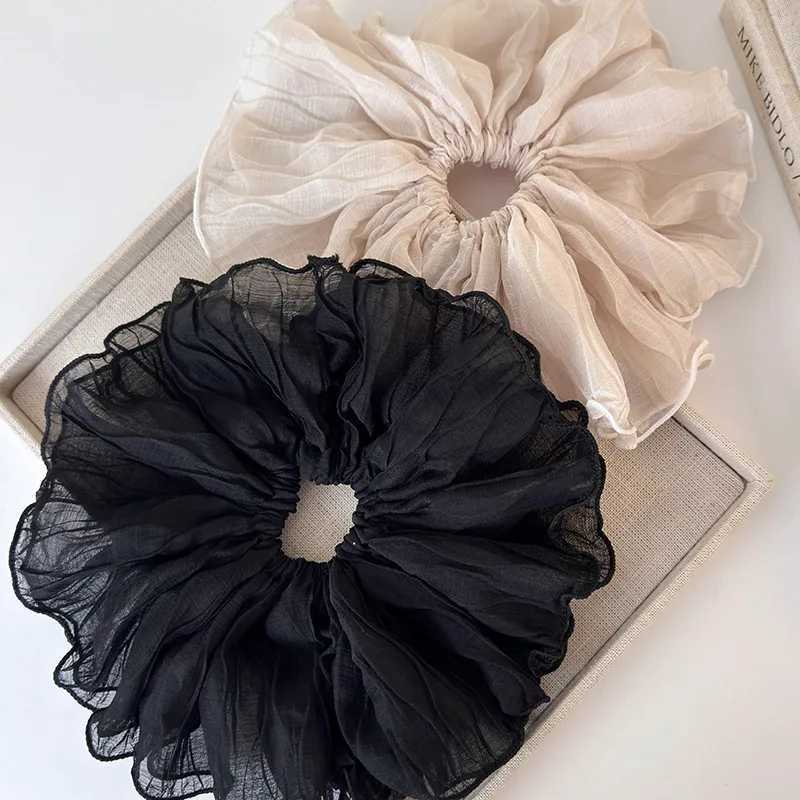 French Elegance Crinkle Large Intestine Hair Circle New Korean Simple Extra Large Rubber Band Head Flower Hair Accessories H260324