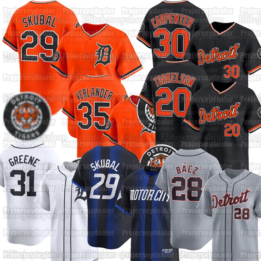 29 Tarik Skubal 2026 Tigers Jerseys Justin Verlander Javier Baez Kevin McGONIGLE Riley Greene Carpenter Torres Torkelson Flaherty Vierling McKinstry Detroits
