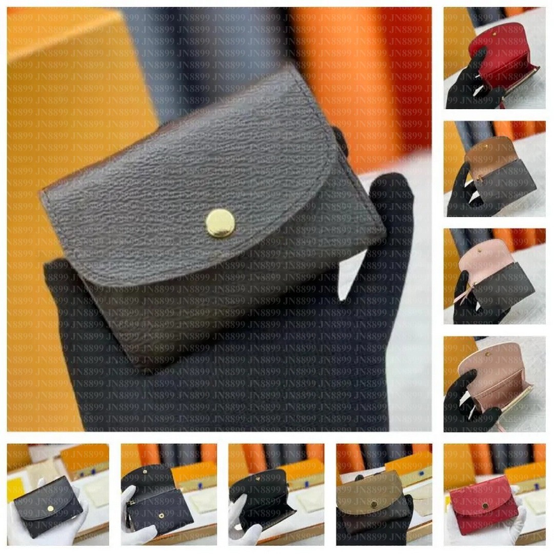 Luxurys Designer Rosalie bag coin purse Small wallet Card Holders Men Pouch Women's CardHolder Genuine Leather brown flower Key wallets Fashion Holder Bags