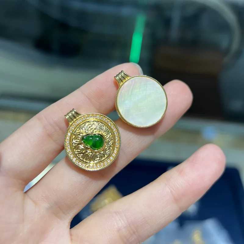 Real 18K Gold Jade Gourd Pendant for Woman Luxury AU750 Pendant Necklace Fine Jewelry High-quality Banquet Gift H260324 - view 5