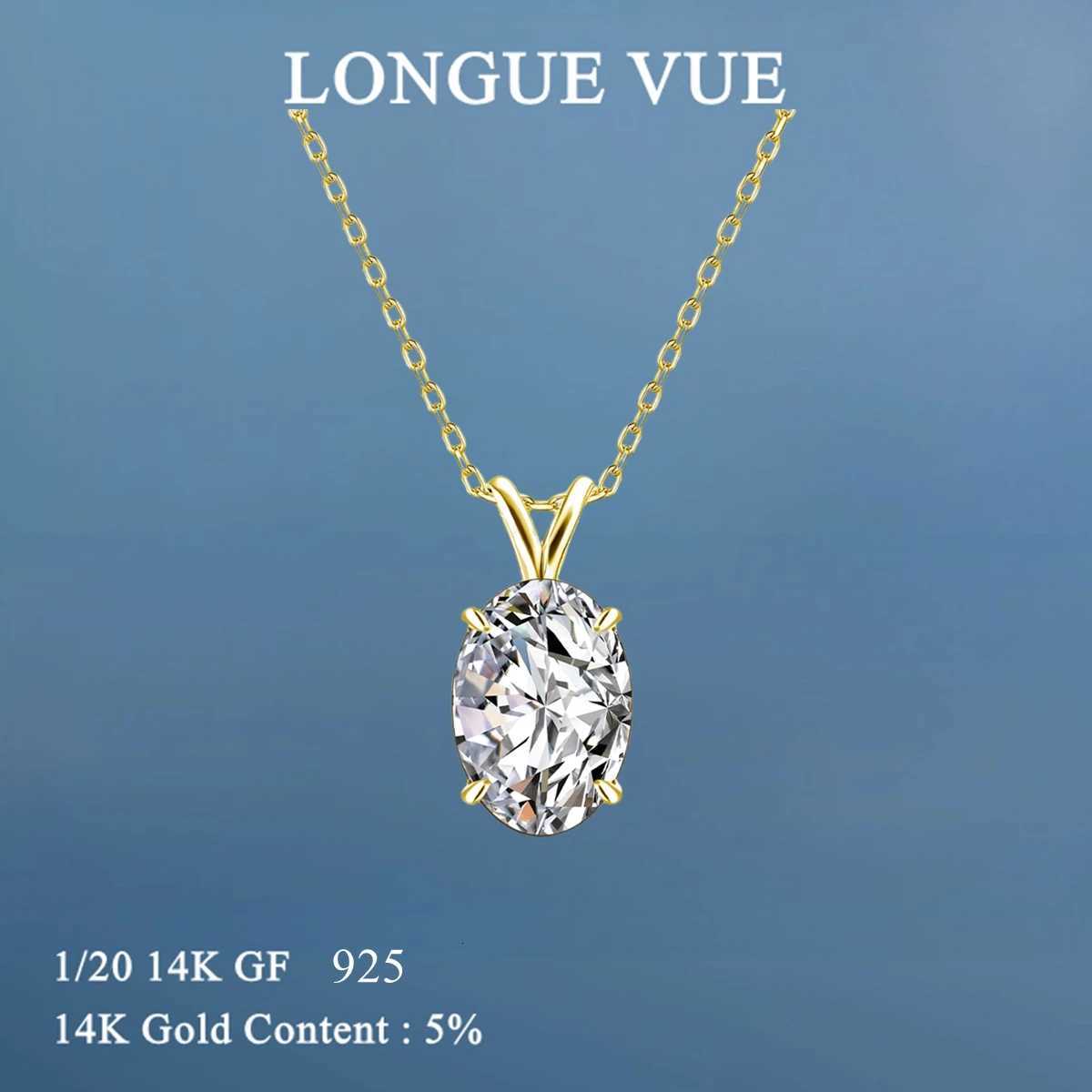 14K Gold Filled Solitaire Oval Cut Moissanite Pendant Necklace for Women D VVS Lab Diamond Wedding Jewelry Exquisite Party Gifts H260324 - view 4