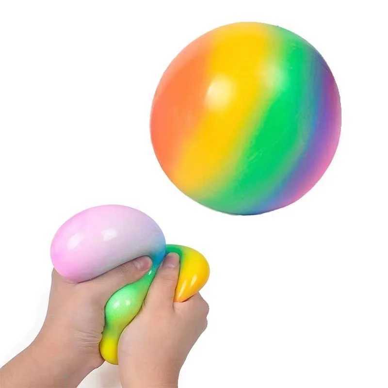 Creative Gradient Rainbow Flour Stress Relief Ball Toys Squeeze Slow Rebound Prank Ball for Kids Finger Training Toy Ball Gifts H260324