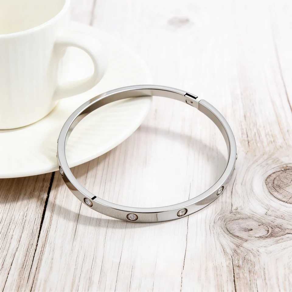 Luxury Crystal Bangles For Women Stainless Steel Stackable Waterproof Jewelry Gifts for Girlfriend Mom Wife H260323 - view 7