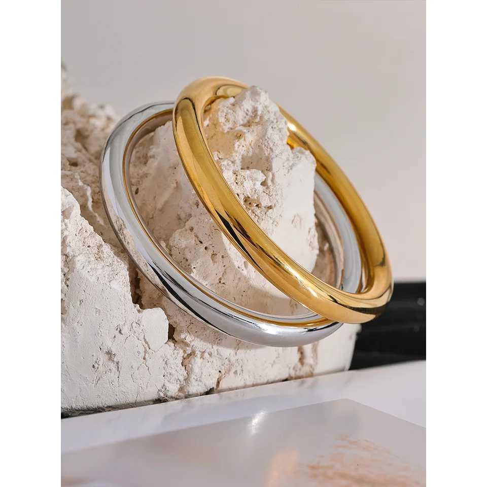 Yhpup 65mm Polished Textured Waterproof Stainless Steel Big Bangle Statement Glossy Minimalist Jewelry High Quality H260323 - view 7