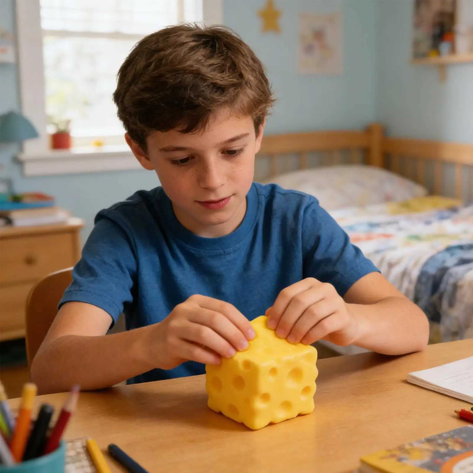 1pc Cheese Cube Stress Ball Big Cheese Shapeable Squeeze Ball Non-Bounce Fidget Toy ASMR Sensory Anti-Stress Festival Gift H260324