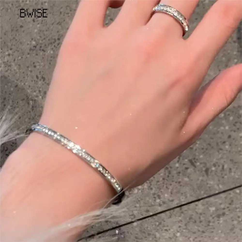 Bwise Ins Style Stainless Steel Jewelry Inlaid Cubic Zircon Bangles for Women Waterproof Trendy Christmas Gift H260323 - view 5