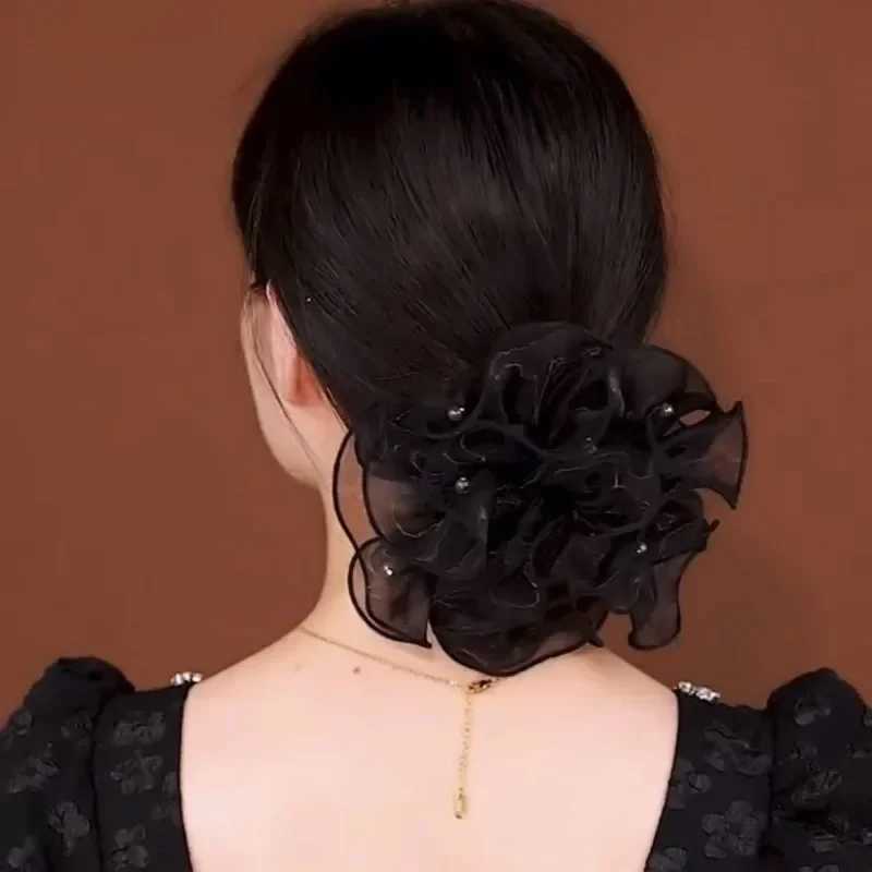 Large Hair Band High Elastic headband Flower Elegant golden Starry Sky Hair Volume Bubble Headband for women H260324