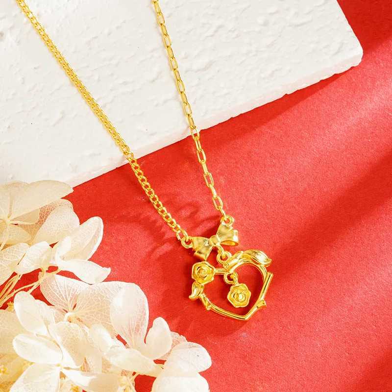 Luxury 24K 9999 Pure Gold real gold Womens Vine Rose Pendant Necklace H260324 - view 3