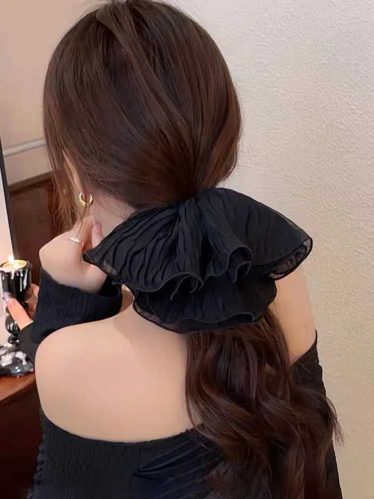 Oversize Ruffled Lace Scrunchies Elastic Hair Bands Women Girls Double-layer Pleated Ponytail Hair Ties Ropes Hair Accessories H260324
