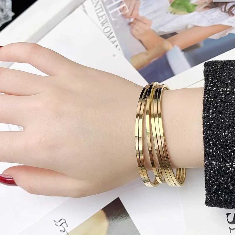 Classic Flat Stainless Steel PVD Gold Rose Gold Color Waterproof 2mm Thin Fashion Accessories New Year Gift For Women H260323 - view 3