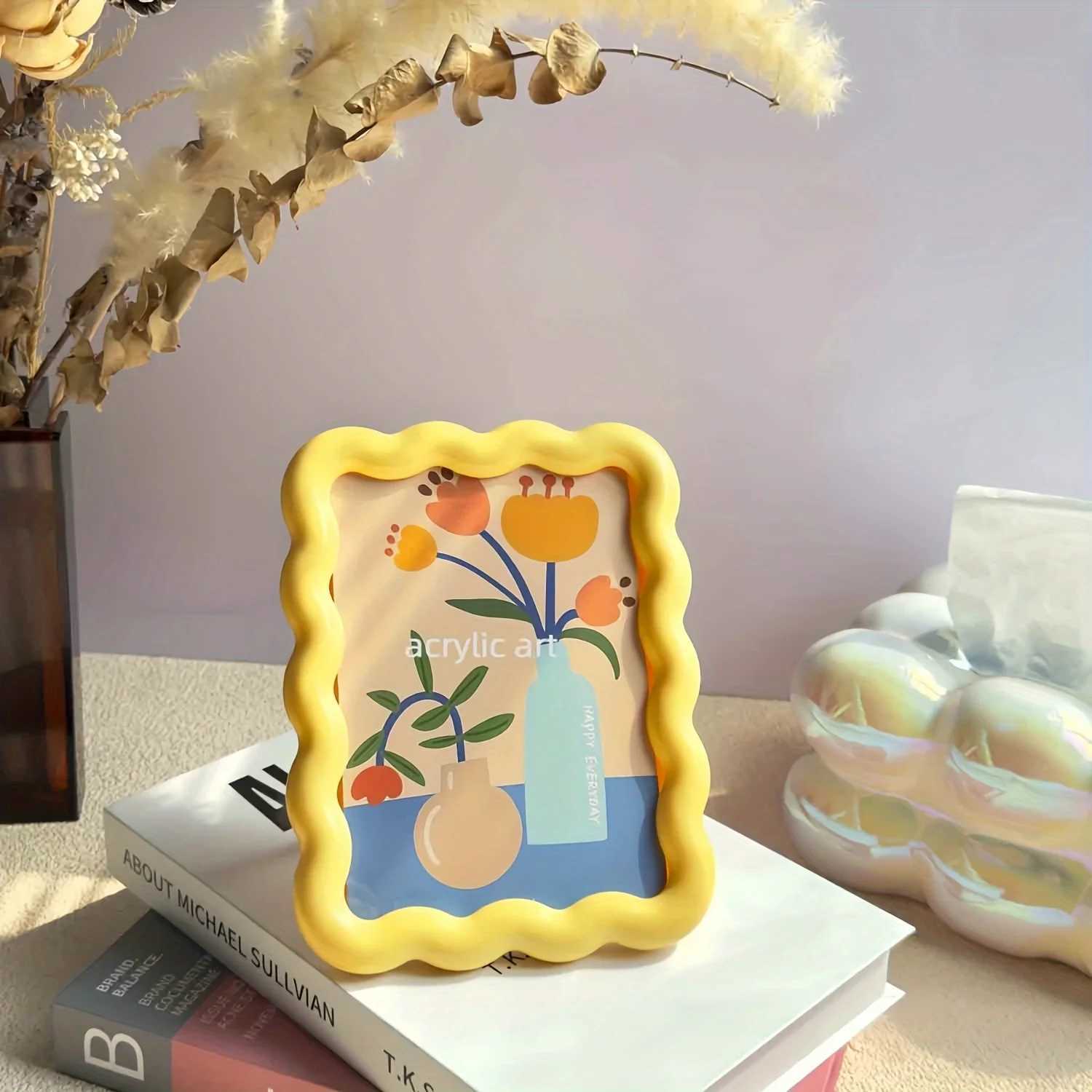 Milk Yellow Ins Style Cute Decorative Picture Frame Desktop Ornament Wall Art Creative Home Decoration Small Tabletop Decor H260324