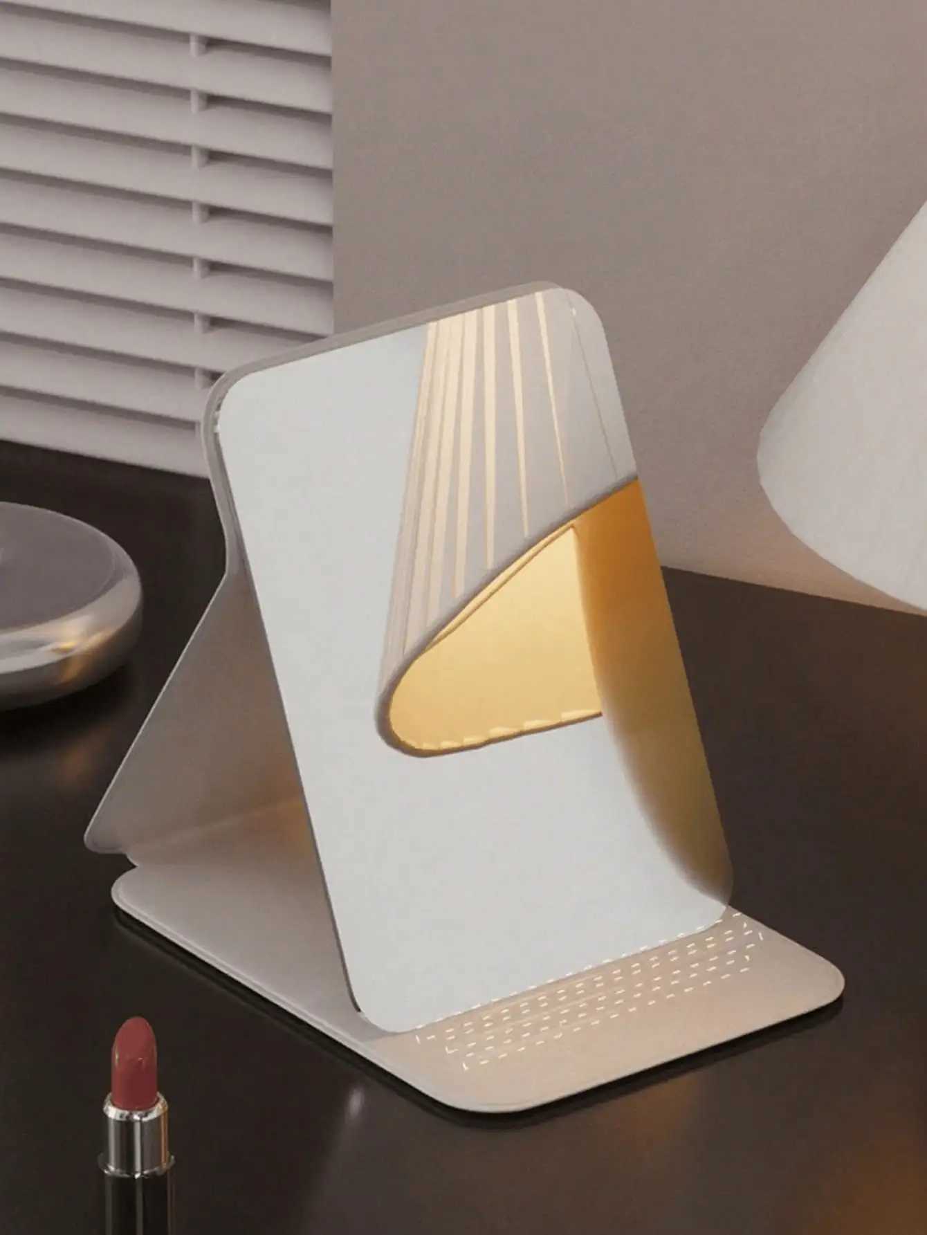 1PC Portable Makeup Mirror Made Of Polyurethane Leather Foldable Travel Mirror Suitable As Gift Travel Essential Cosmetics H260324