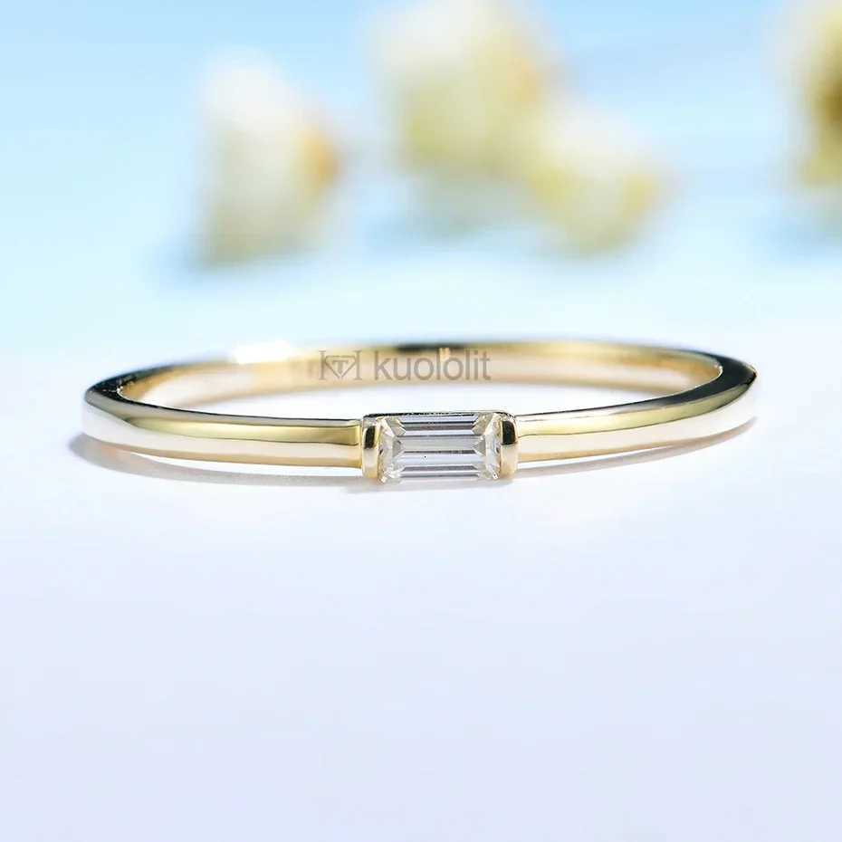 Kuololit 585 14K 10K Yellow Gold Moissanite Ring for Women Emerald Cut Solitaire Engagement Luxury Jewelry for Christmas Gift H260323 - view 6