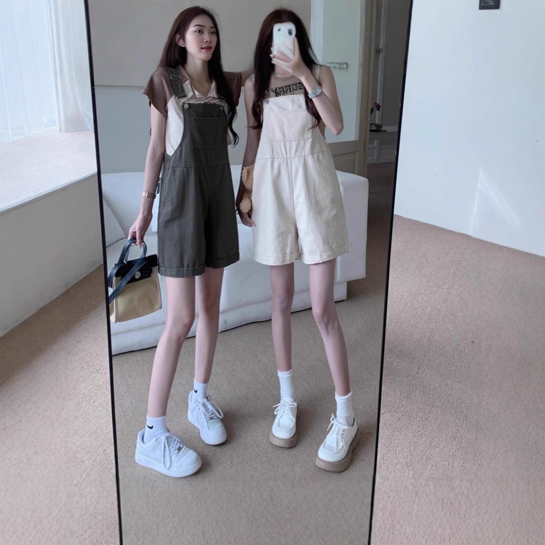 Youthful College Style Denim Overalls For Women Autumn Plus Size For Designer Pants Chubby Girls Korean Version High Waist Slimming One-piece Wide-leg Pants