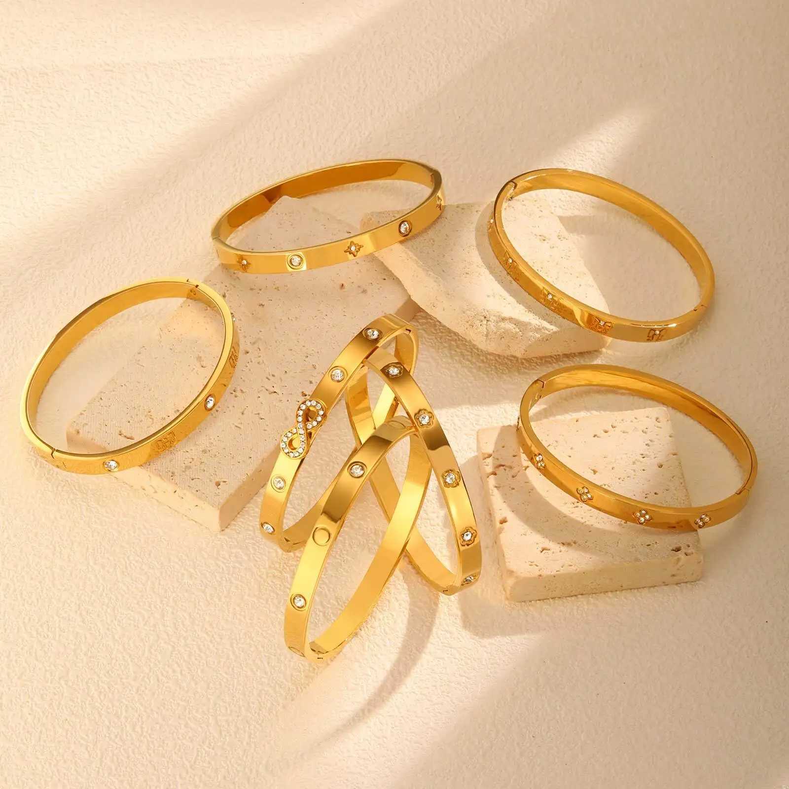 Women CZ Bangle 6mm Stainless Steel Hinged Cuff Cubic Zirconia Openable Elegant Adjustable Hypoallergenic Jewelry H260323 - view 5