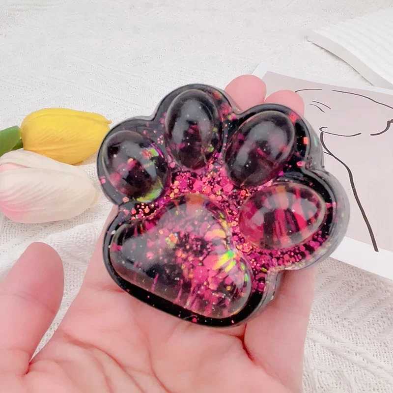 Cute Sequin Cat Claw Squishy Fidget Toy Slow Rebound Stress Relief Toy Pinch Decompression Cat Paw Soft Squeeze Toy H260324