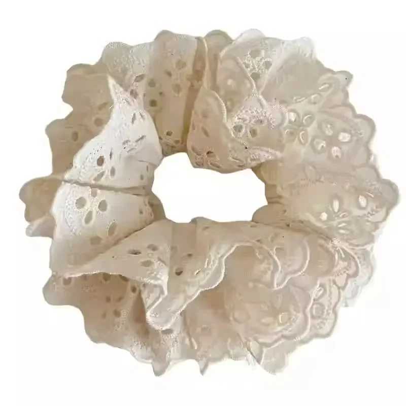 Elegant Embroidered Hollow Lace Double-Layer Large Intestine Hairband Hair Accessories For Women H260324