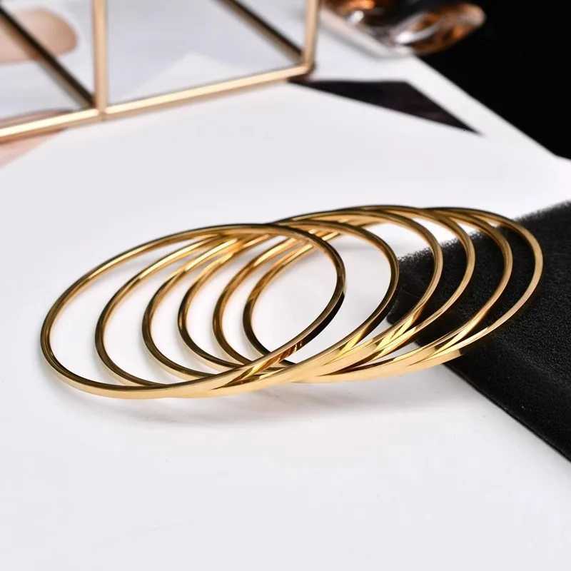 Classic Flat Stainless Steel PVD Gold Rose Gold Color Waterproof 2mm Thin Fashion Accessories New Year Gift For Women H260323 - view 4