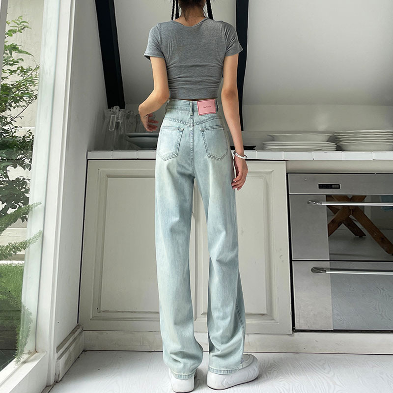 Light-colored Women's Jeans Summer Designer Pants 2026 New Style High-waisted Slimming Straight-leg Loose-fitting Drapey Narrow Wide-leg Pants For Autumn