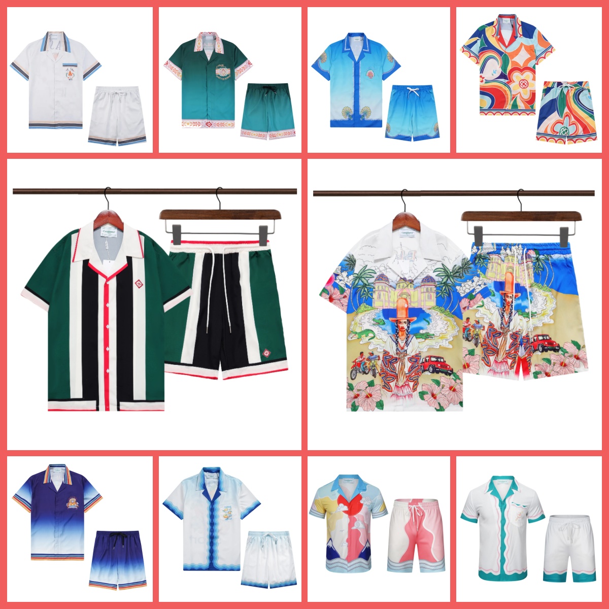 casalys blancas set designer shirts button men women casual set shirts summer beach set men shorts Luxury fashion classic trend designer