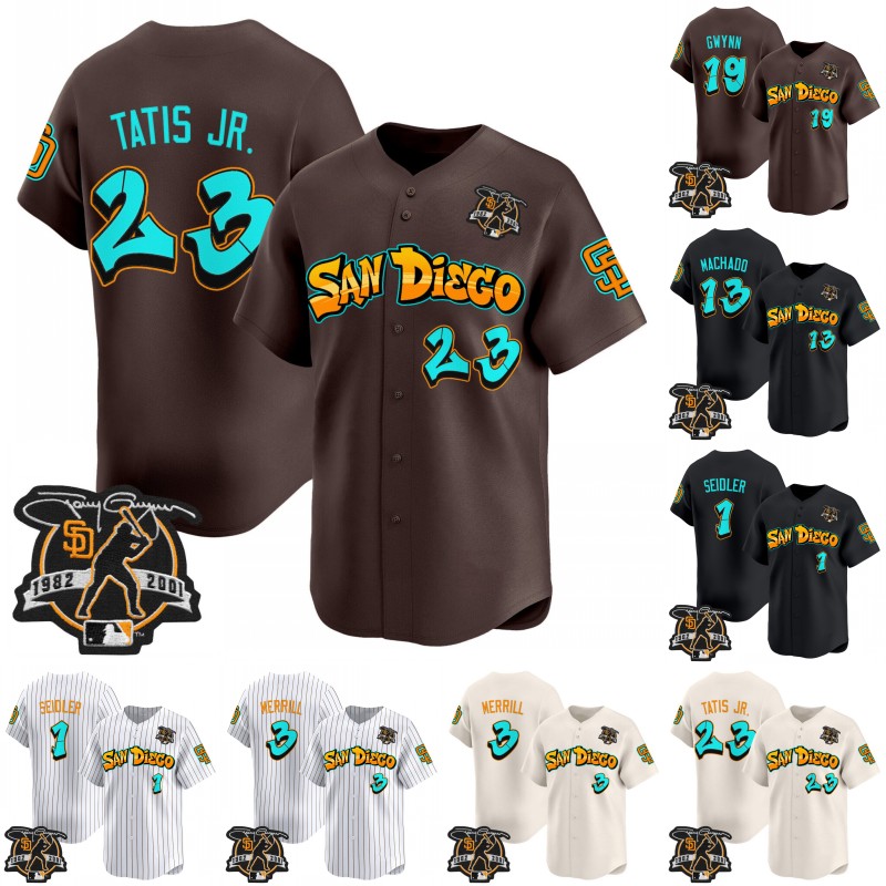 Maglia Padres Graffiti Barrio Edition Fernando Tatis Jr. Joe Musgrove Manny Machado Jackson Merrill Jake Cronenworth Yu Darvish Will Wagner Mason Mc-image