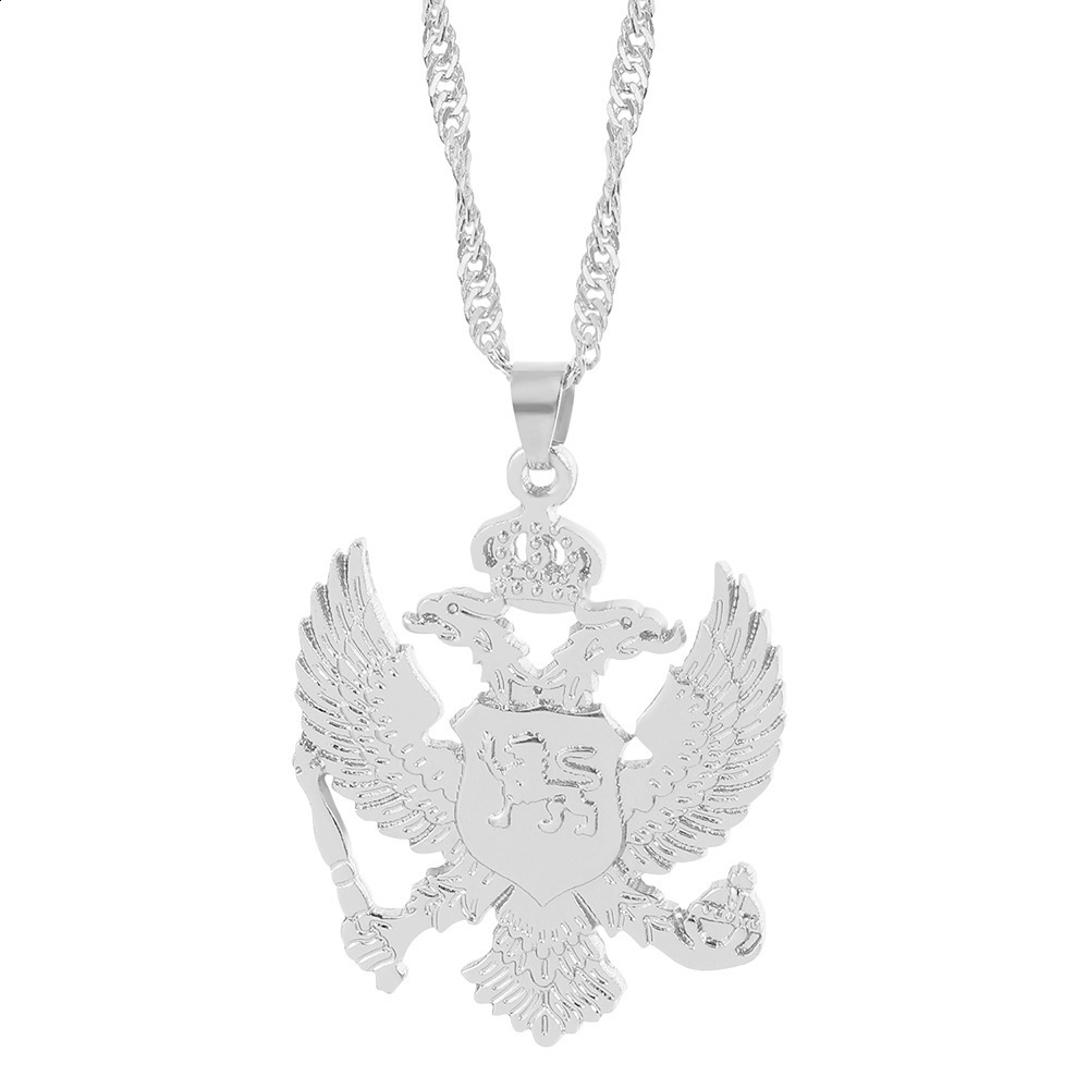 Albanian Eagle Necklace Alloy Electroplated Hollow Eagle Pendant Necklace Large and Small Sizes 210331