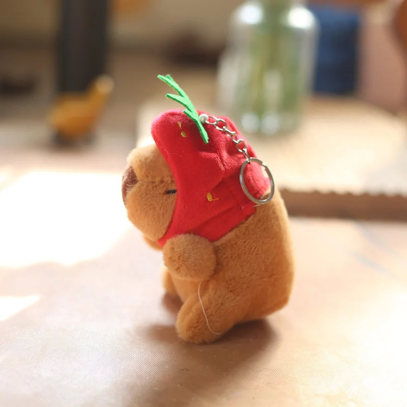 Capybara Plush Toy Kawaii Stuffed Animals Fluffy Capybara With Strawberry Tortoise Slap Bracelet keychain Birthday Gift 260323