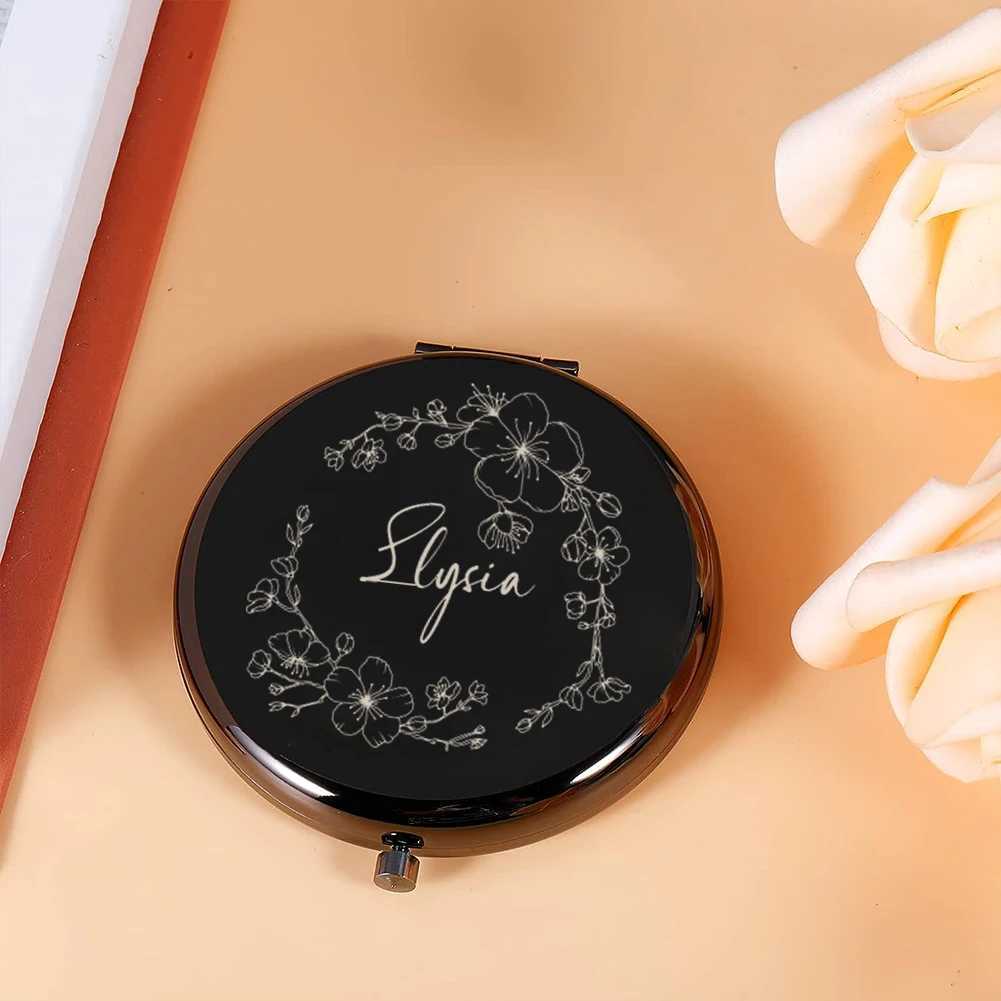 1 pc 6 style nice flower Personalized Text Mirror With Name Folding Mirror Birthday Gift Wedding Party Gifts H260324