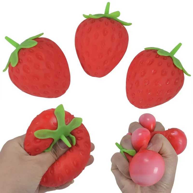 1 Piece of Stress Relieving Strawberry Squeeze Music Simulation Stress Relieving Ball Fruit Ball Stress Relieving Childrens Toy H260324